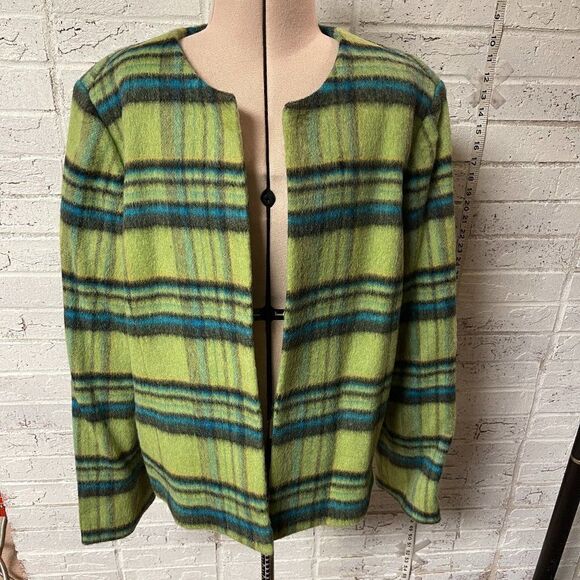 Vintage 90s nouveaux green fuzzy clueless Wool Mohair  Plus size 16 - Picture 1 of 10